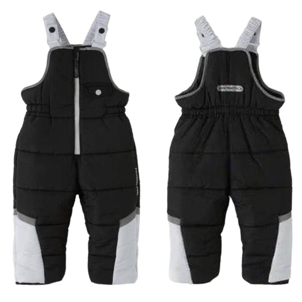 Zara 2T NWOT Snow Pants Suspenders Black Silver Unisex Fleece Lined Zip Elastic